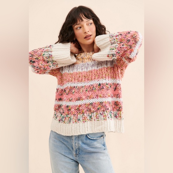 Anthropologie Kahlo Striped Chunky Knit Sweater
